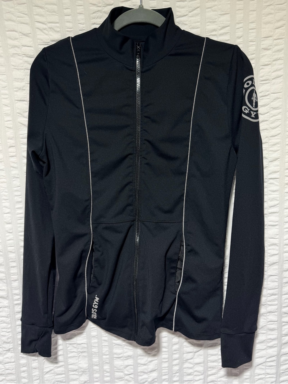 Golds Gym Black Performance Zip-Up Jacket with Reflective Piping